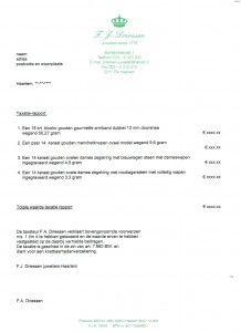 Taxatierapport juwelen / horloges juwelier haarel driessen
